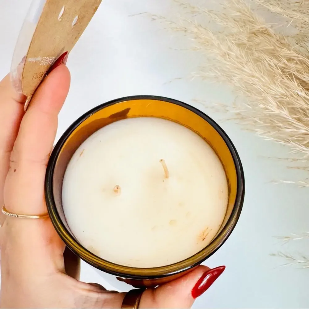 NEW FP FREE PEOPLE Amber Rust Glass Vessel Lodge Palo Santo $48 Scented Candle